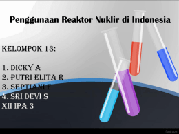 Penggunaan Reaktor Nuklir di Indonesia