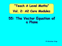 55 The Vector Equation of a Plane
