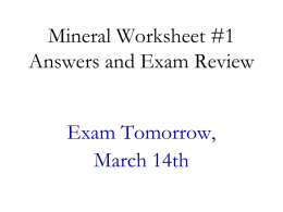 Mineral Worksheet 1a Review