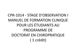 CPR-1014 - STAGE D`OBSERVATION I MANUEL DE FORMATION