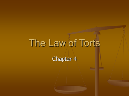 Chapter 4 The Law of Torts