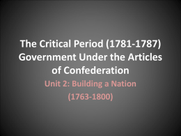 The Critical Period (Articles of Confederation)