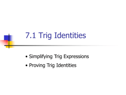7.1 Trig Identities
