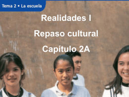 Culture 2A - Bienvenidos a las clases de la Sra. Mardos