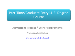 Admissions information for PT LLB Entry 2014