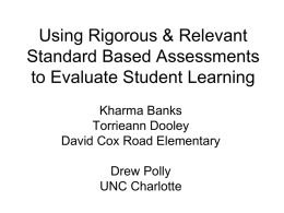Using Rigorous & Relevant Standard Based Assessments