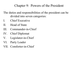 Chapter 9: Powers of the President