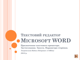Текстовый редактор Microsoft WORD