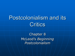 Postcolonialism and its Critics