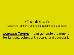 Chapter 4.5 Graphs of Tangent, Cotangent, Secant, and Cosecant
