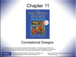 Creswell Chapter 11 - Correlational Designs
