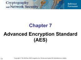 Chapter 7 Advanced Encryption Standard (AES)