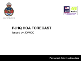 PJHQ Operational Areas Forecast