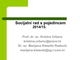 Uvod u kolegij Socijalni rad s pojedincem 2015