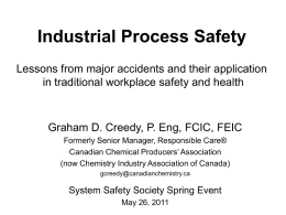 Industrial Process Safety Lessons from major accidents and