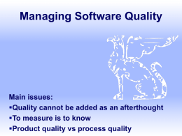 On Managing Software Quality