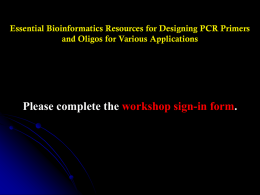 PCR primer design wo.. - University of Southern California