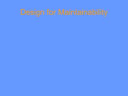 Design for Maintainability - San Jose State University