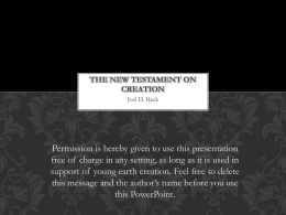 The New Testament View of Creation