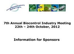 4th Annual Biocontrol Industry Meeting, Lucerne 19th