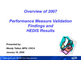 Overview of 2004-2005 External Quality Review (EQR) Activities