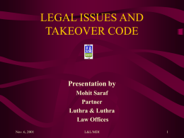 Legal Issues and Takeover Code