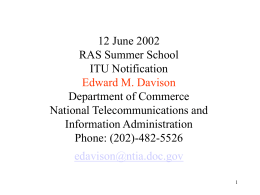 12 June 2002 RAS Summer School ITU Notification