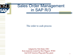 Sales Order Cycle in SAP - Oklahoma State University