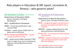 Role players in Education & SRF (sport, recreation & fitness)