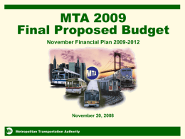 Preliminary 2005 Budget and Financial Plan