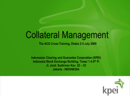 Collateral Management - Asia Pacific CSD Group