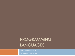 Programming Languages - Baldwin Wallace University