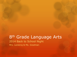 8th Grade Language Arts - Colts Neck School District