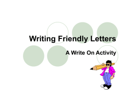 Writing Friendly Letters - St. Landry Parish School Board