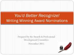 Writing Winning Award Nominations