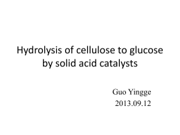 Hydrolysis of cellulose to glucose by solid acid catalysts