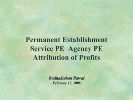 Permanent Establishment Service PE - IFA)