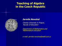 Algebra in the Czech Republic (Jarmila Novotna)
