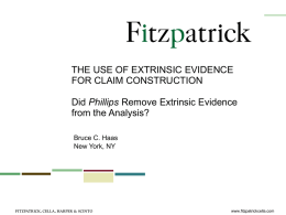 THE USE OF EXTRINSIC EVIDENCE IN CLAIM CONSTRUCTION …
