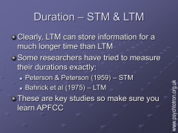 Duration – STM & LTM