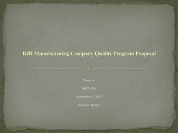 BJB Manufacturing Company Quality Program Proposal