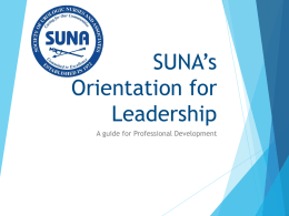 SUNA Board of Director’s Orientation Review