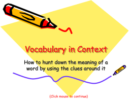Vocabulary in Context - UC Clermont, University of Cincinnati