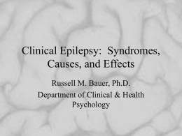 Clinical Epilepsy: Syndromes, Causes, and Effects