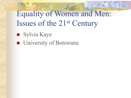 Equality of Women and Men: Issues of the 21st Century