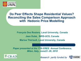 Mass Appraisal, Hedonic Price Modelling and Urban