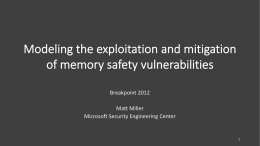 Modeling the exploitation and mitigation of memory safety