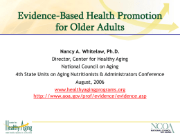 Evidence-Based Health Promotion for Older Adults