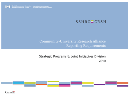 Community-University Research Alliance Reporting Requirements
