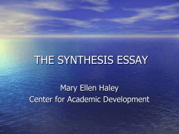 THE SYNTHESIS ESSAY - Bloomfield College